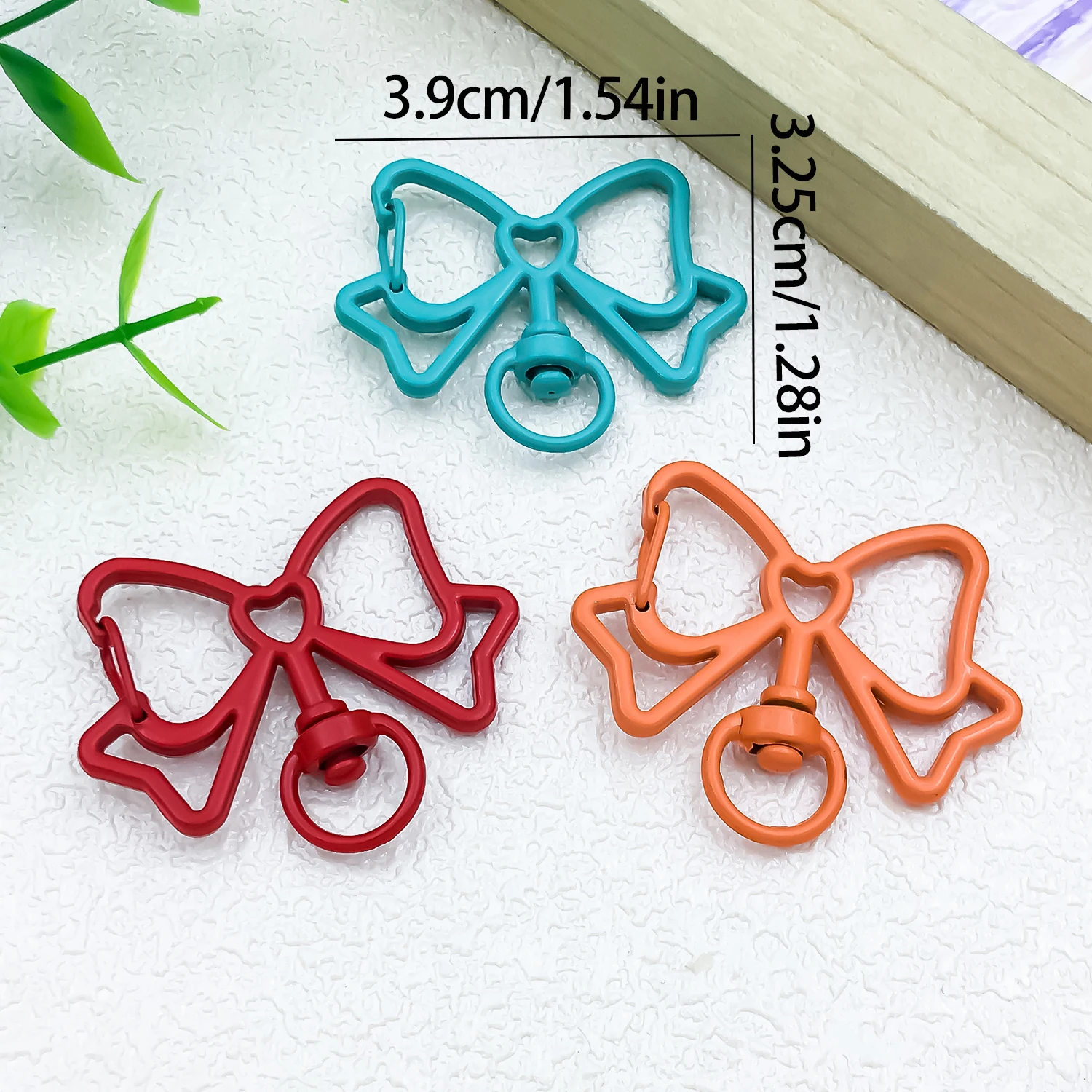 10pcs 32.5x39mm Color Matte Bow Swivel Lobster Clasps Cute Bow Shaped Snap Hooks For DIY Keychain Bag Charm Jewelry Making view 5