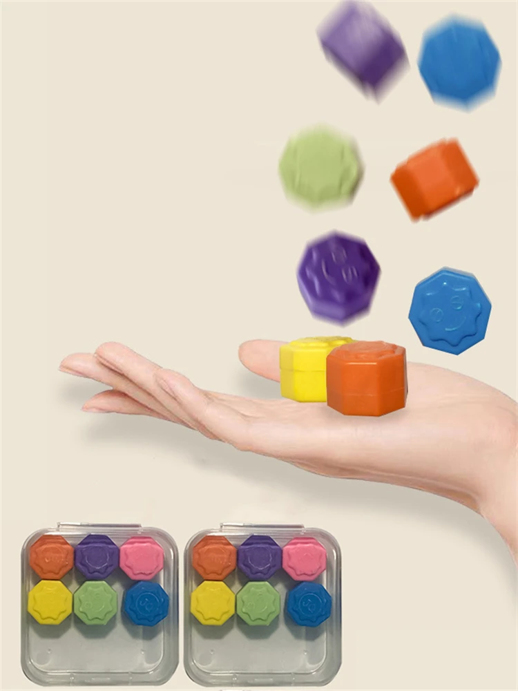 한국 전통 놀이 게임 공기 잭 스톤 자갈 세트, 다채로운 재미있는 운동, 스트레스 해소 장난감, 박스 당 6 개, 12 개