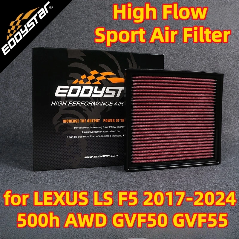 

High Flow Sport Air Filter for LEXUS LS F5 2017-2024 500h AWD GVF50 GVF55 Washable Racing Intake Filters