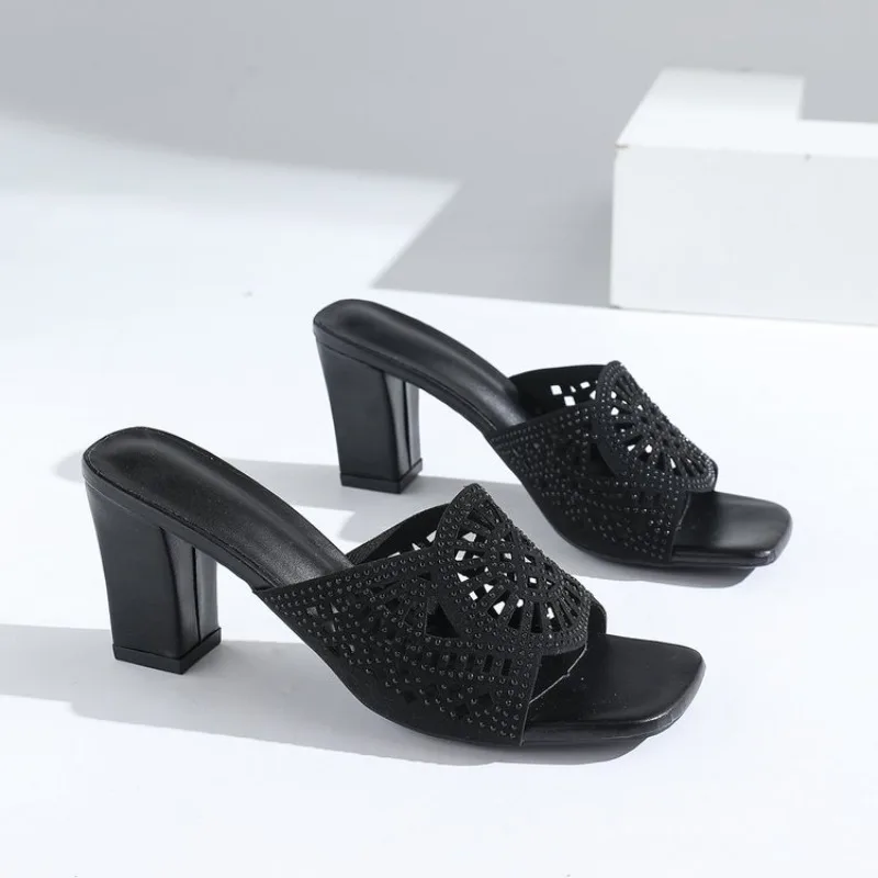 

Женские босоножки на платформе с геометрическим вырезом — дышащие туфли без шнуровки с полым дизайном и массивным каблуком для летней повседневной носки