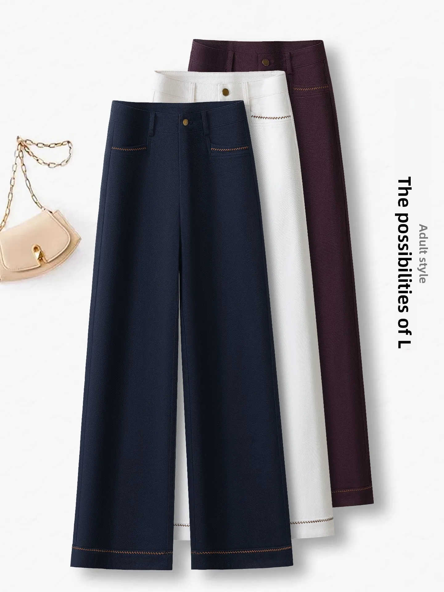 

Cotton Slim Wide Leg Pants Women's Casual High Waist Loose Jeans Straight Cut Trousers Spring Autumn New Style