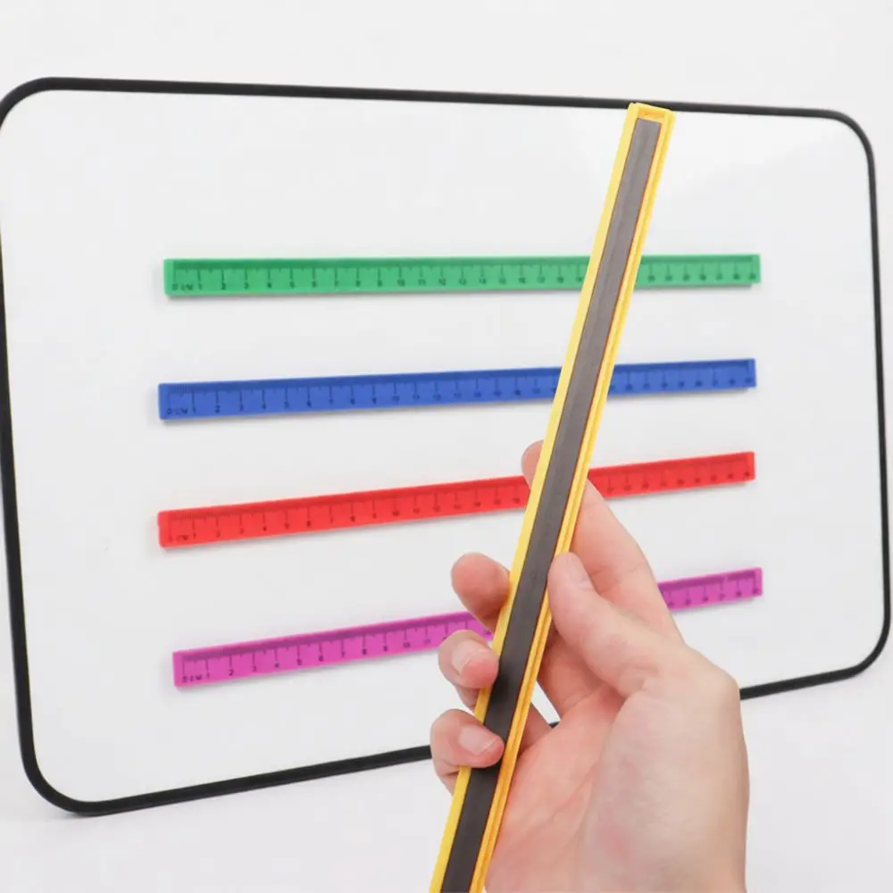 Children Magnetic Straight Ruler Plastic Coloring Drawing Tool Whiteboard Learning Aid Stationery Office School Gift Item