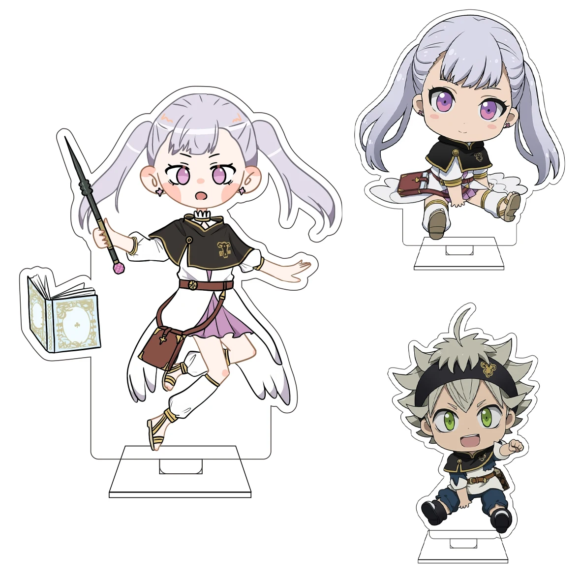 10CM Anime Black Clover Cosplay Niedliche Acryl-Figur Standfigur Mimosa Vermilion Noell Silva Asta Ornamente Geschenke