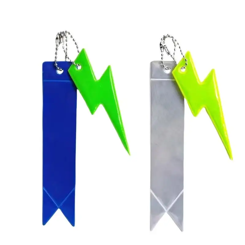 5Pcs Safety Reflective Strip And Keychain Set Unisex Outdoor Night Running And Cycling Handheld Nighttime Reflective Pendant