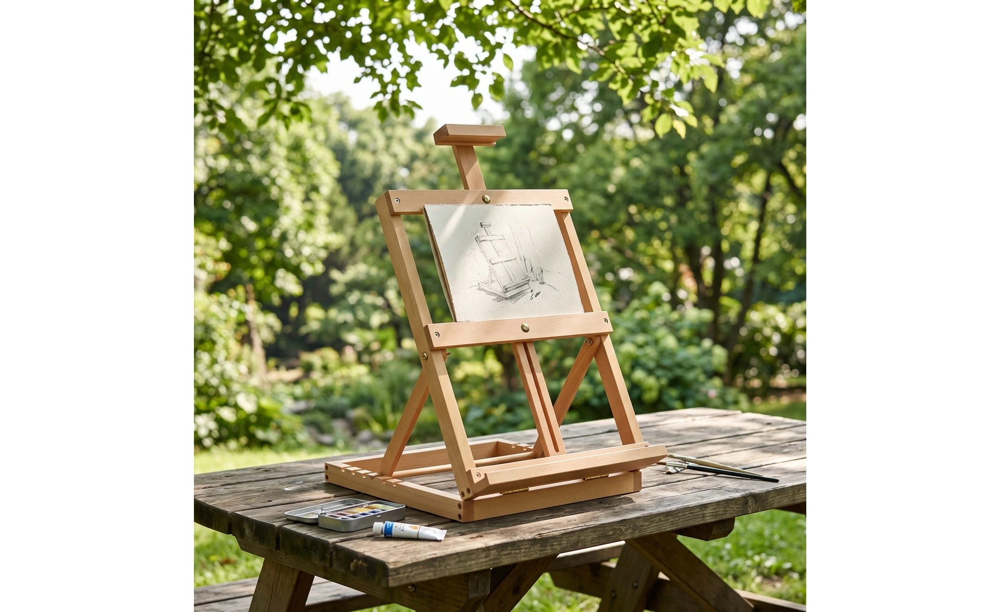 Desktop Sketchbox Easel Beechwood Artist Box with Easel Painting Stand Portable Art Supply Wooden for Hobby Painters