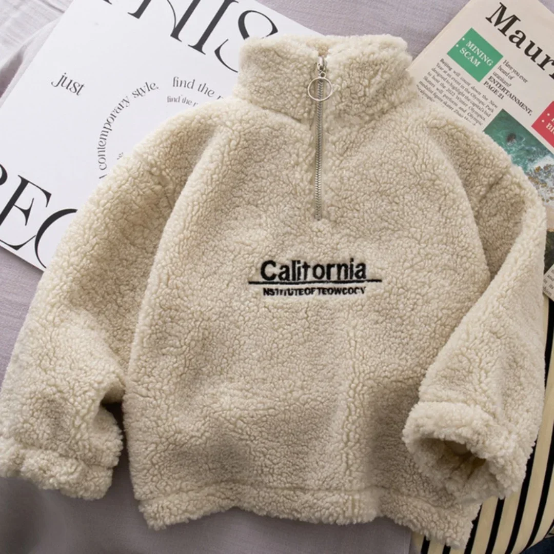 

0-4Y Baby Boy Girls High Neck Warm Pullover Top 2025 Kids Sherpa Fleece Sweatshirt Casual Outwear for Girl Autumn Winter Outfits