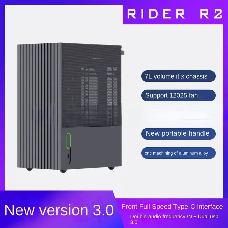 Nuevo [Rider R2] ITX 7L aleación de aluminio Cnc120-refrigerado superficie portátil negro SFX ordenador de escritorio