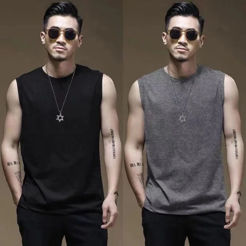 Men's Summer Solid Crew Neck T-shirt Casual Men Bottomed Sleeveless Tank Top Vest Undershirt Male Slim Waist Vest