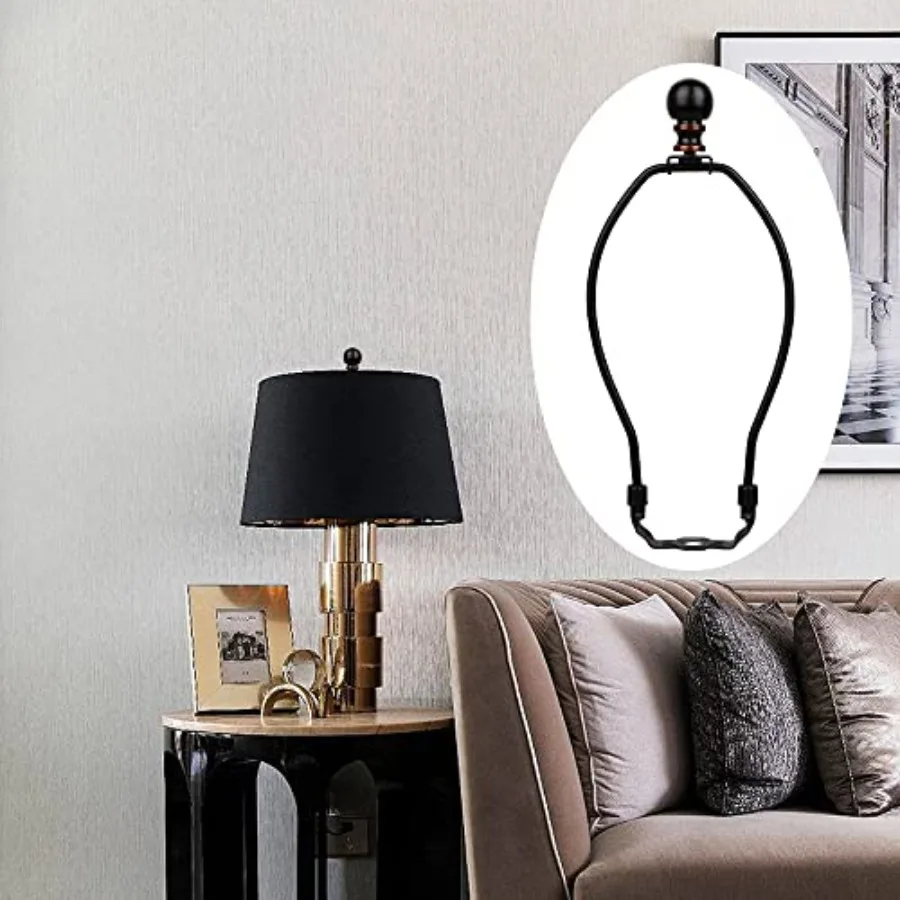 8 Inch Lamp Harp, 2 Set Lamp Shade Harp Holder with Finial, DIY Detachable Replacement Lampshade Adapter Harp Bracket Hardware