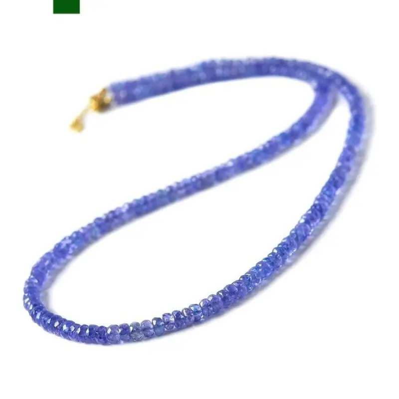 

Handmade 2X4 MM blue-purple chalcedony cut bead necklace Souvenir Taseel Glowing Handmade Practice All Saints' Day Dark Matter