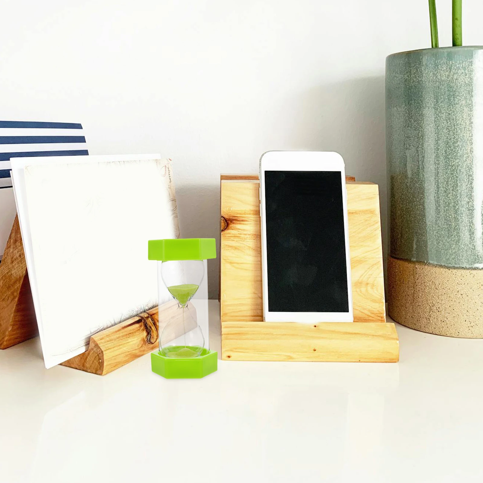 

Green Hexagon Sand Timer 2 Minute Hourglass Sand Clock for Study Meetings Kids Classroom Office Kitchen Timer Visual Countdown