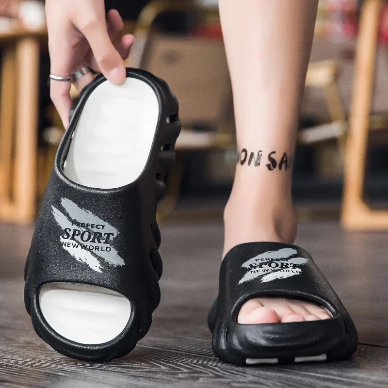 

Summer Soft Massage Comfort Quick Dry Rebound Thick Soled Elevation Bathroom Outdoor Beach Leisure New Men's Slippers