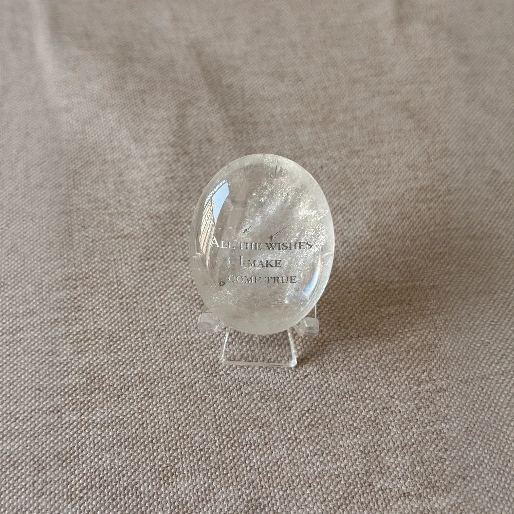 1PC Natural Ore Clear White Crystal Meditation Stone Palm Stone Ellipse Inspirational Room Decoration Energy Feng Shui Gift