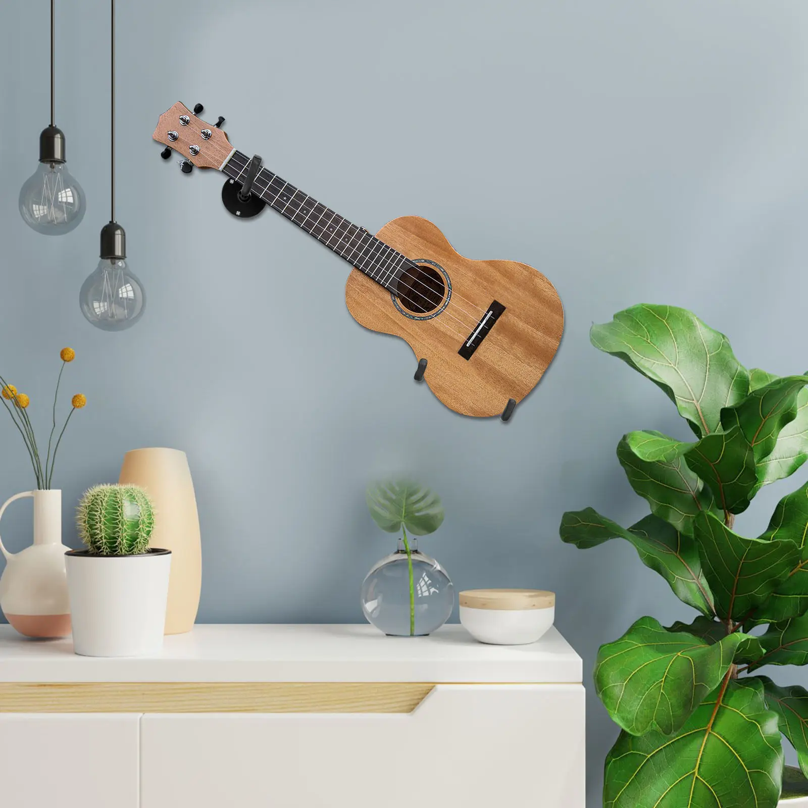 1Set Guitar Wall Hanger Solid Metal Horizontal Wall Mount Holder for Bass Ukulele Stable Display Rack Horizontal Guitar Hanger