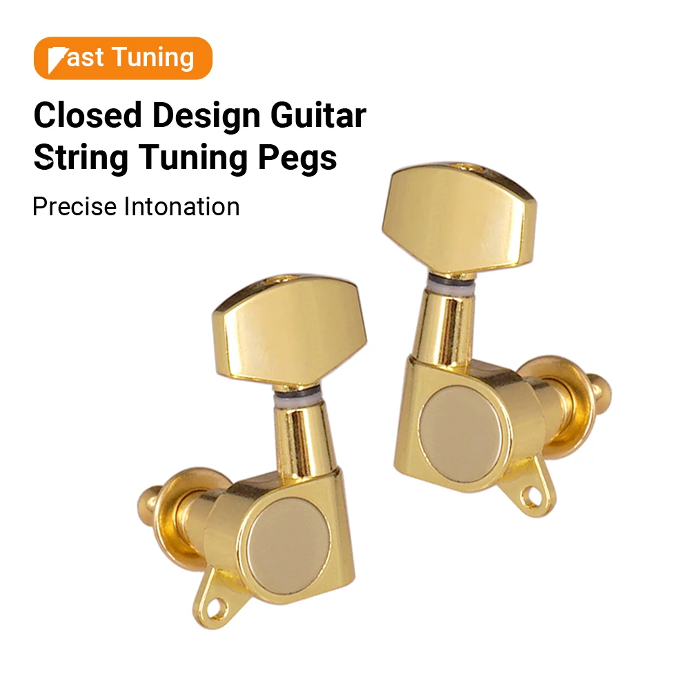 6pcs Sealed Guitar String Pegs Locking Tuners 3L3R Tuning Pegs String Tuner Acoustic Guitar Tuner Machine Head Knob 3Left 3Right