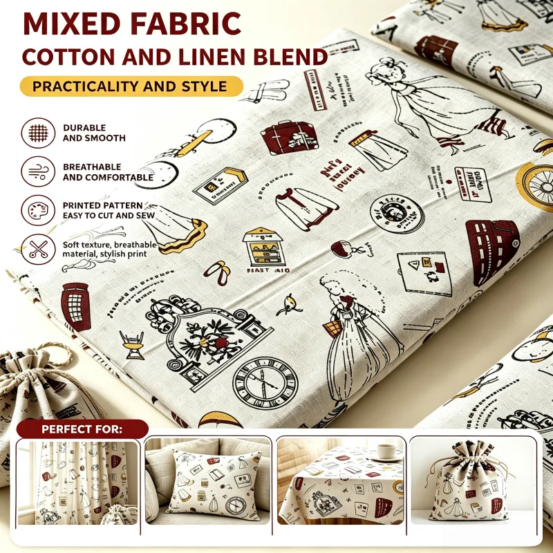 Textile And Sewing Materials - 여성 프린트 패턴이 있는 혼합 혼방