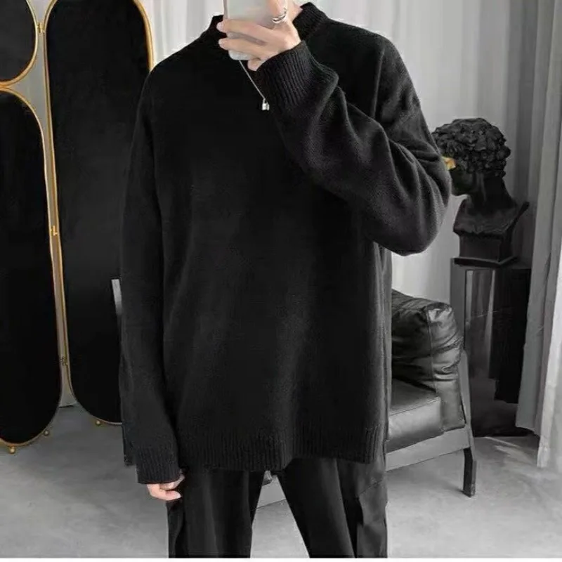 Blue Crewneck Knit Sweater Male Pink Round Collar Men\'s Clothing Black Pullovers Business Long Sleeve 100% Ugly Sale Fun X Mode