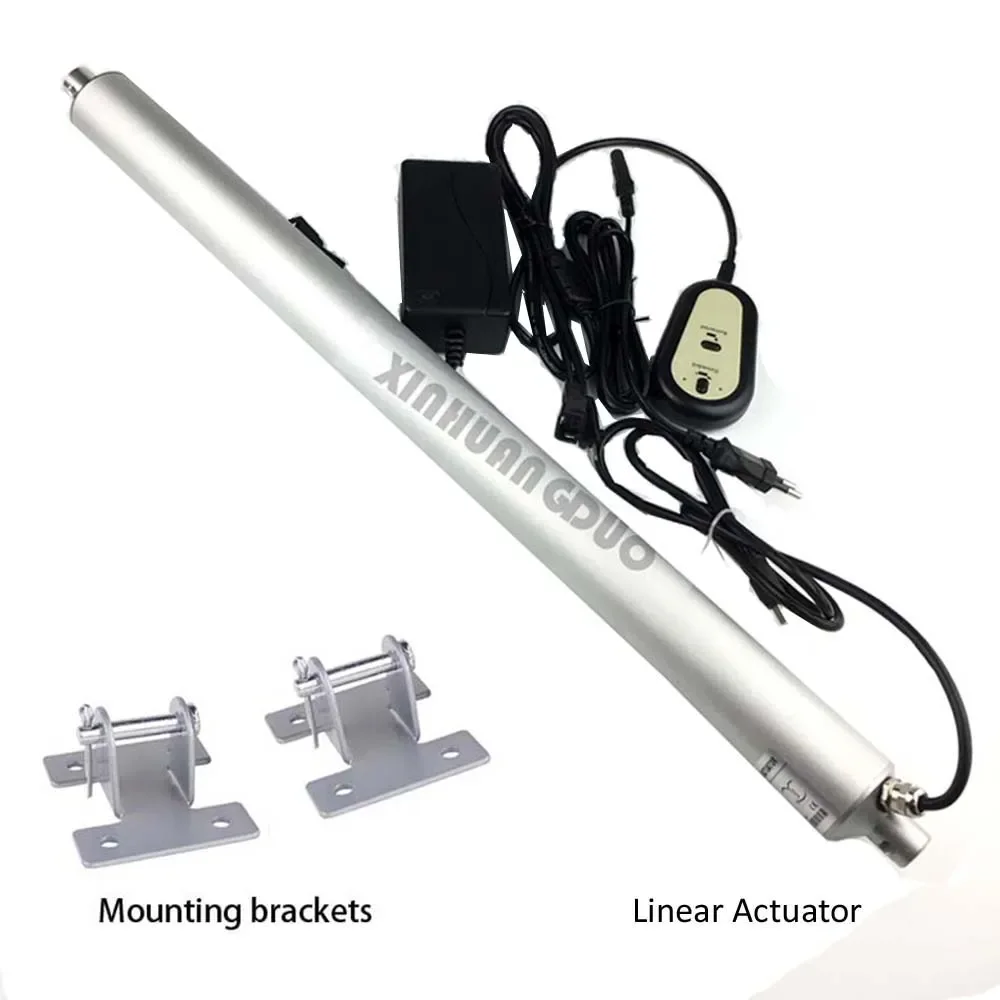 12V DC 25mm-1000mm Stroke Max Push 1500N Load Customized Electric Linear Actuator + Hand Controller + Mounting Brackets