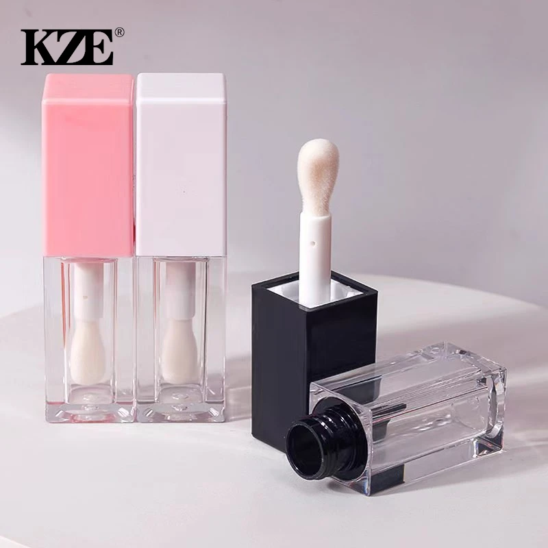 1Pcs Empty Portable 5ml Thick Wand Lip Gloss Tube Plastic Lip Glaze Tubes Square Full Clear Transparent Container