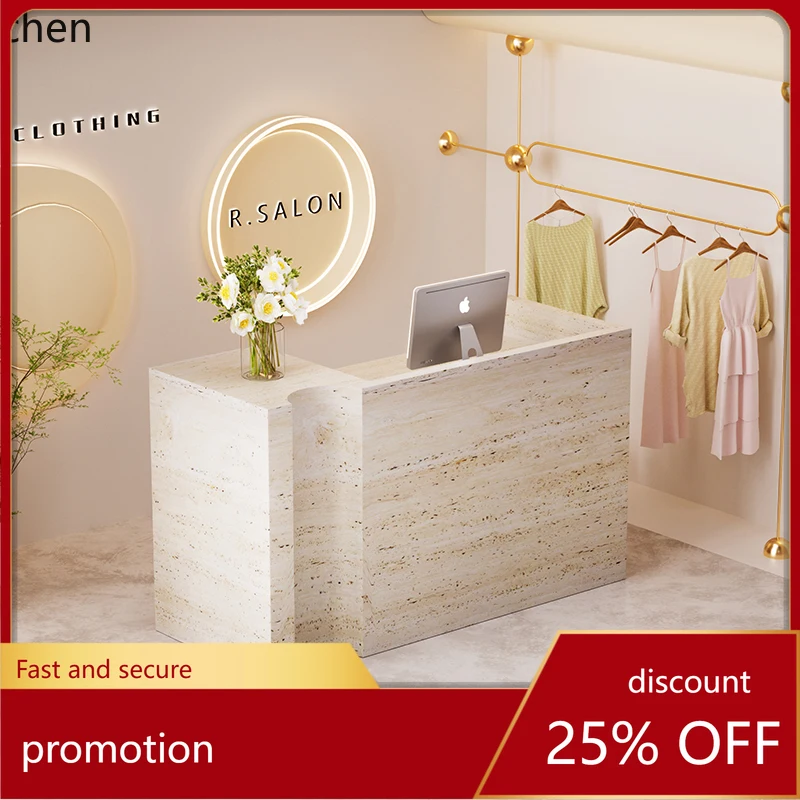 

HT checkout page Clothing shop Beauty salon Small simple travertine company reception desk