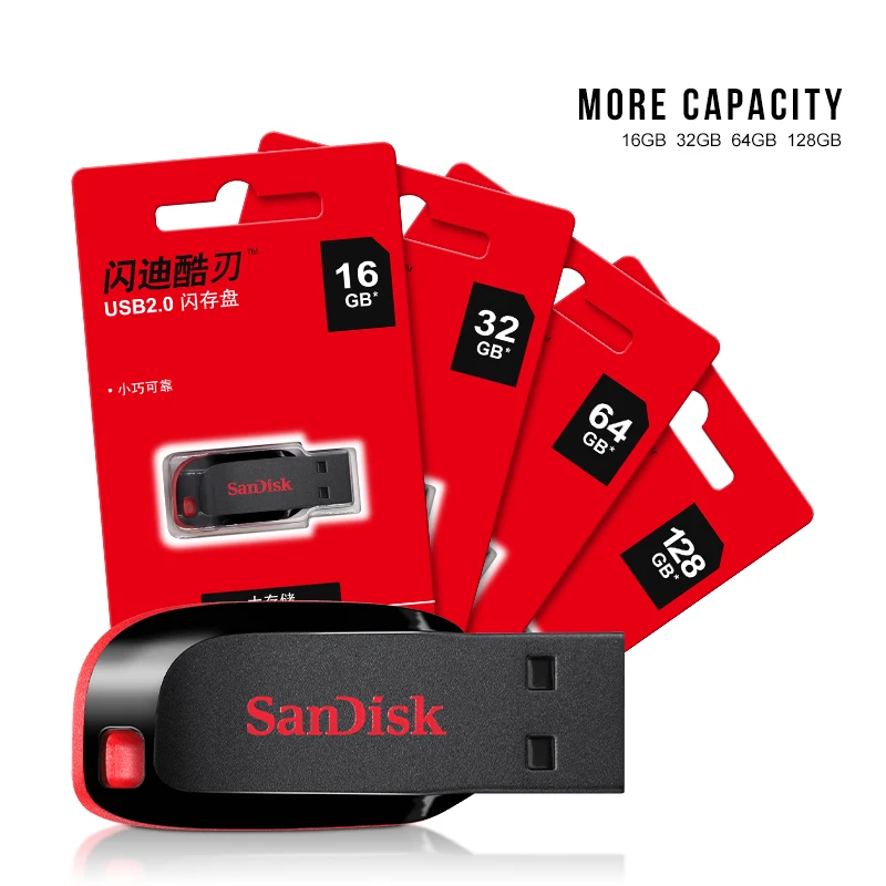 Sandisk Pen Drive USB Flash Drives CZ50 Pendrive 32GB 64GB 128GB 16GB CLE USB 2.0 Flash Disk Mini Key Memory Stick