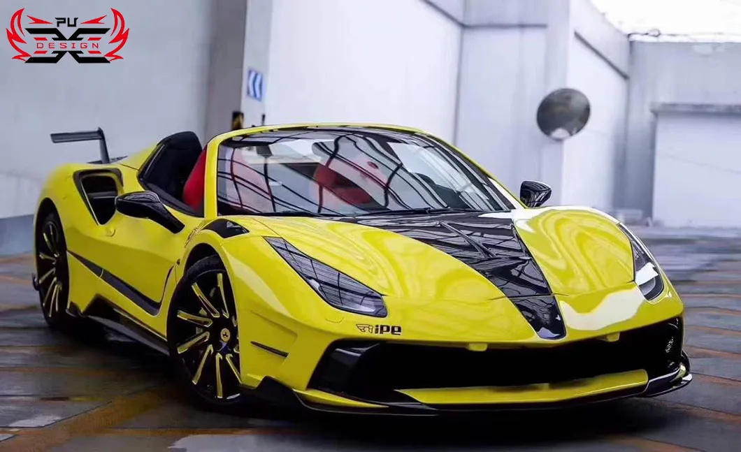 건식 탄소 섬유 앞 립 범퍼 사이드 스커트 후면 디퓨저 스포일러 테일 윙 페라리 488 업그레이드 MSY 스타일 자동차 액세서리