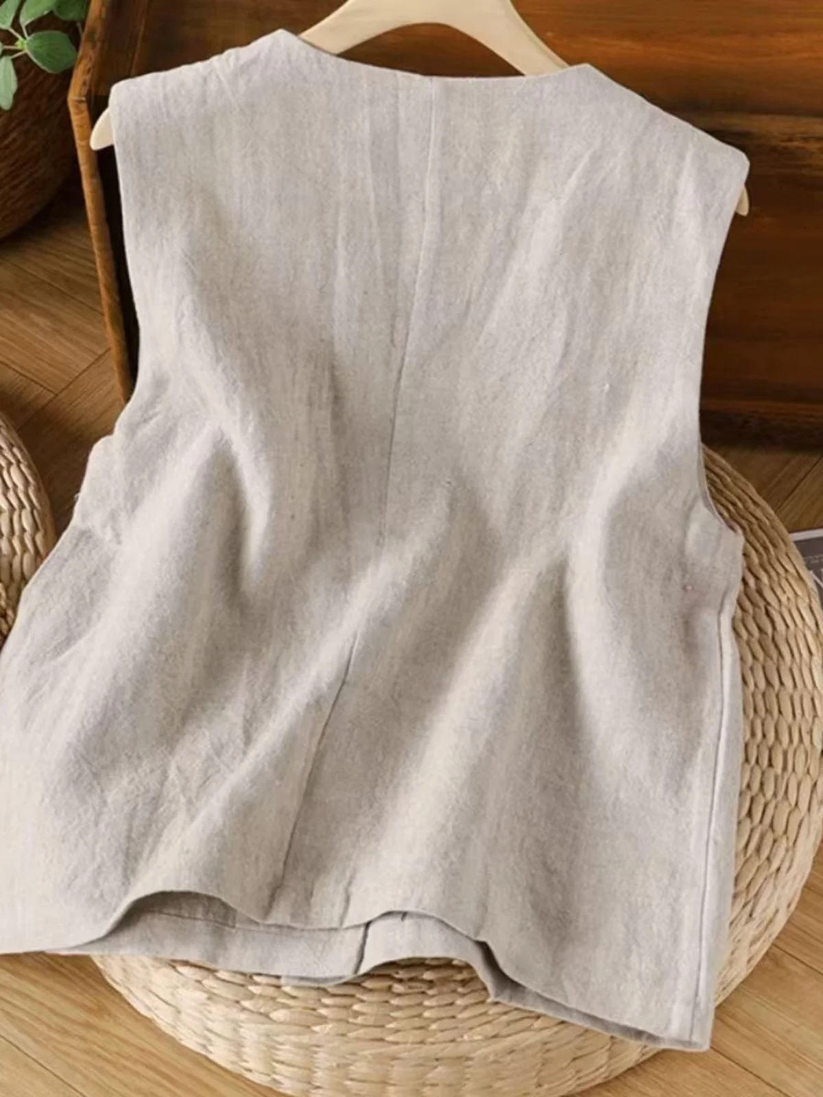 High-End Japanese Sle Cotton Linen Vest Women's Autumn Outerwear Casual Loose Retro Vest Jaet Faionable Sun Protection - view 5