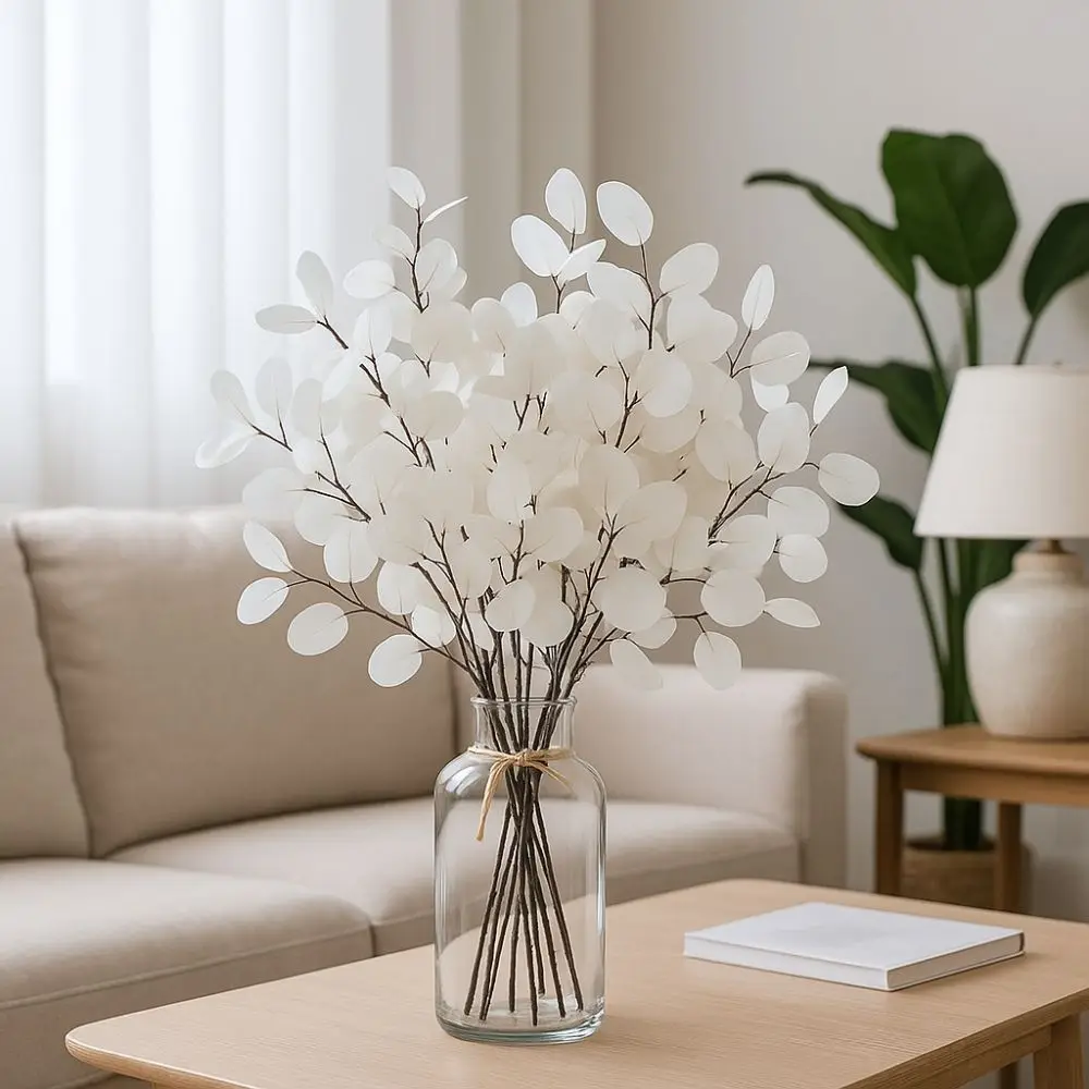 

41cm Artificial Eucalyptus Branches Realistic Non-Fading Fake Eucalyptus Leaf Handmade Simulation Plants Home Garden Decor