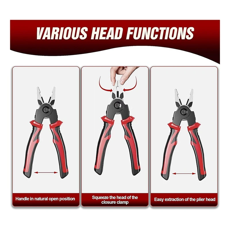 5-In-1 Replaceable Pliers Tool, Multifunctional Tool - With Wire Strippers, Crimping Pliers, Shears, Birthday Gift