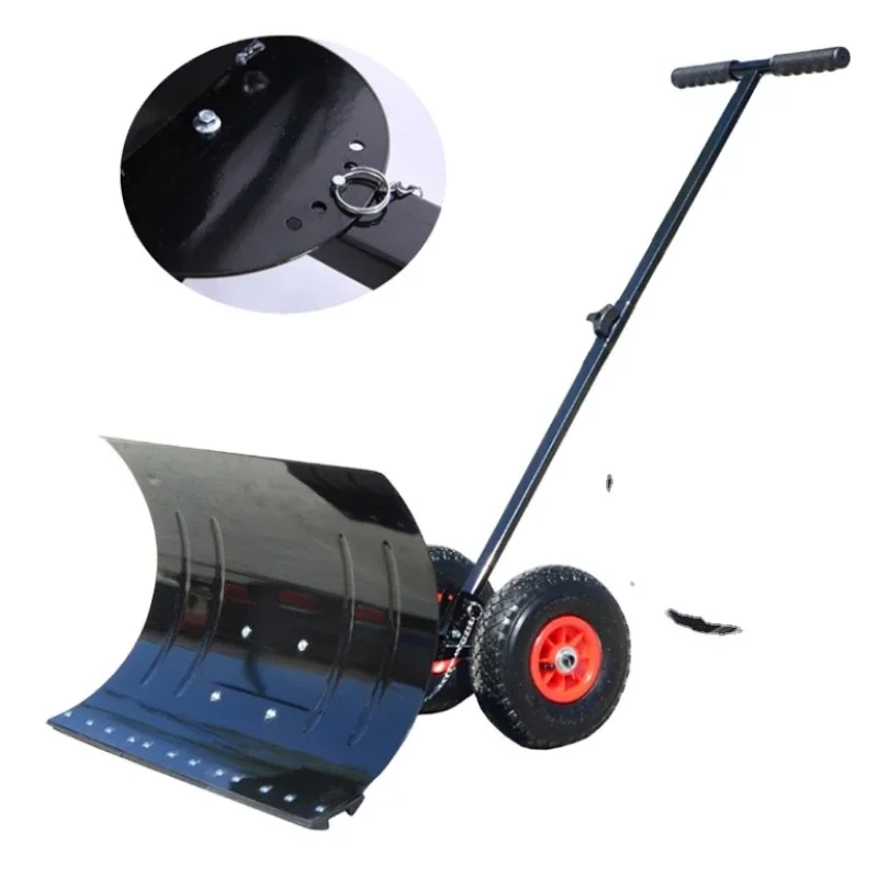 Hand push snowboard wheel type road snow clearing tool shovel stainless steel snow pushers