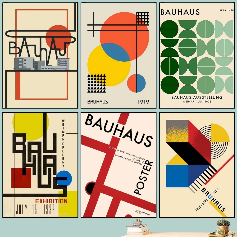 Bauhaus-モダンなシンプルなポスターアート、HD品質の壁の絵画、小さなポスター、自己粘着アート、学習の装飾