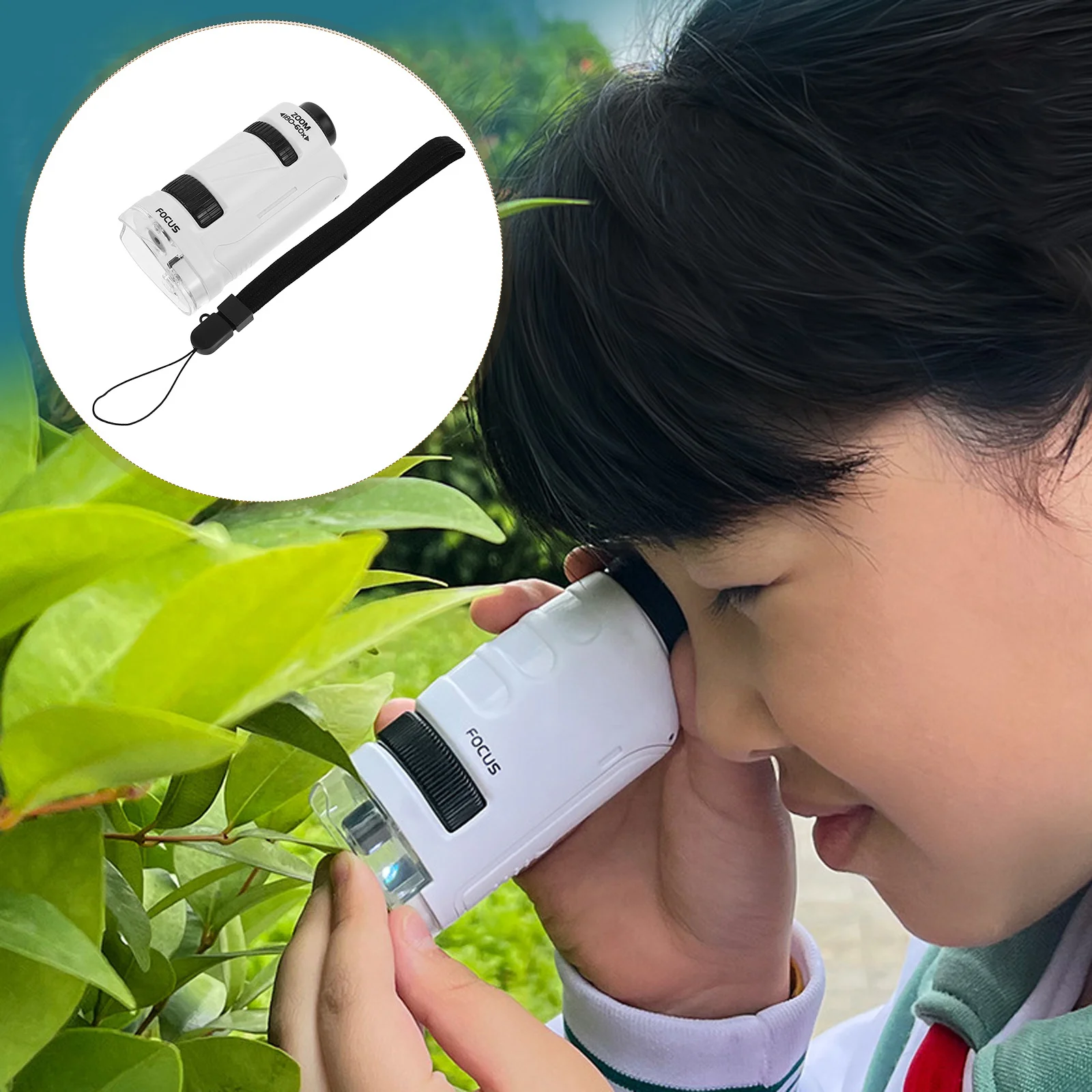 

Kids Portable Handheld Microscope Mini Pocket Microscope High Definition Adjustable for School Science Experiments Outdoor