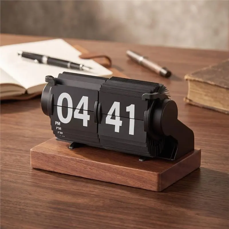 SYW-Large Printed Numerals Vintage-Style Mechanical Flip Clock, Easy To Read For Offices Featuring A Base