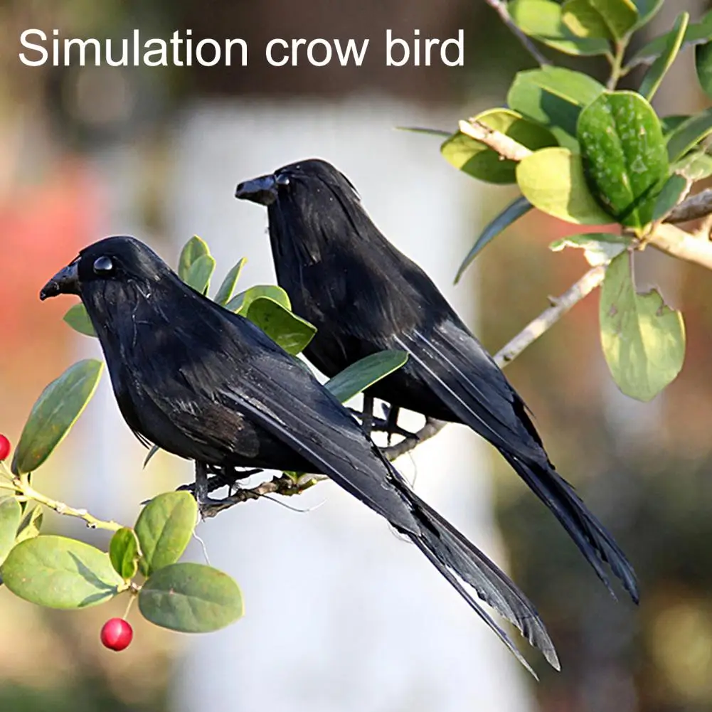 Artificial Crow  Cute Halloween Holiday Artificial Animal Black Bird Prop  Highly Detailed Simulation Crow