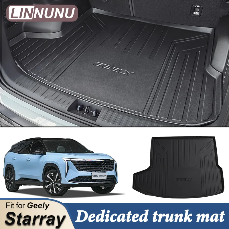 Mata bagażnika LINNUNU pasująca do GEELY Starray Boyue L Atlas II 2023 2024 All-Weather Black TPE Rear Trunk Pad Cargo Liner Floor Mat