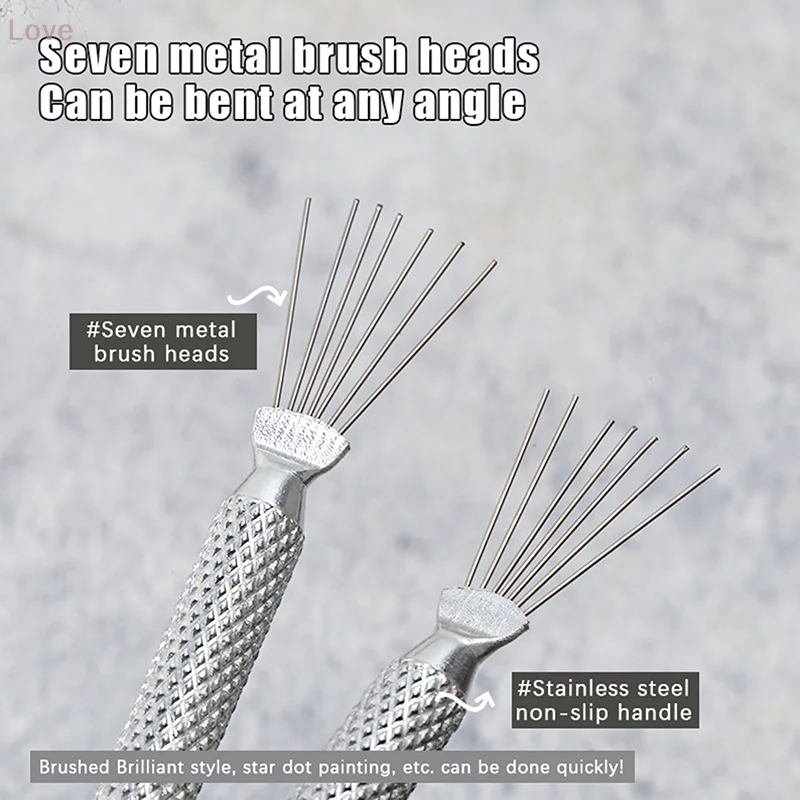 [L & P] متعددة الوظائف مسمار الفن خط اللوحة 7 دبوس القلم انحناء مقبض من الفولاذ المقاوم للصدأ مسمار الأشعة فوق البنفسجية هلام فرش رسم أدوات مانيكير