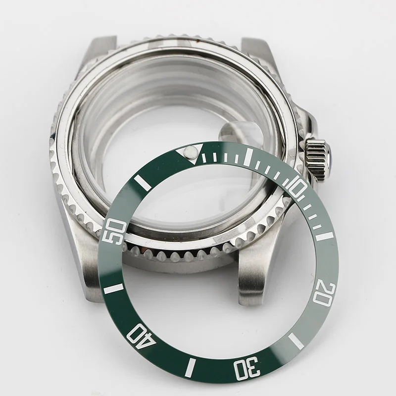 Men's Watch 40mm Cases Ceramic Bezel Sapphire Glass Stainless Steel Replacement Watch Accessories green case Dial