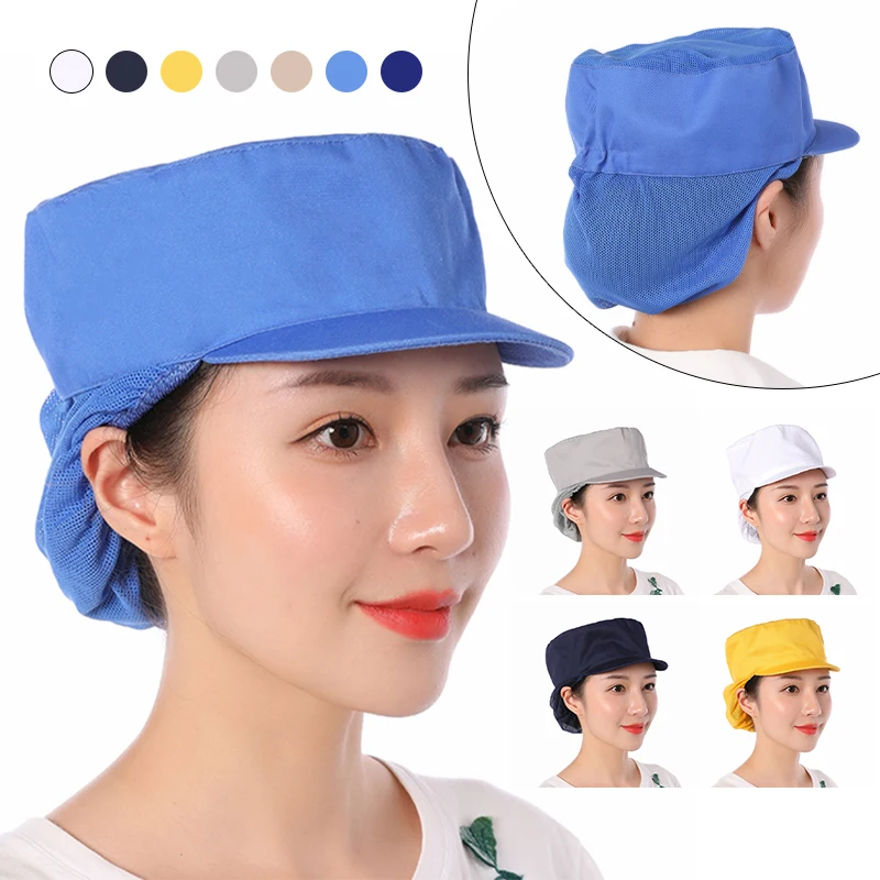 Factory Work Cap Dust-Proof Face Protection Sweat-Absorbing Breathable Food Net Cap Restaurant Kitchen Chef Waiter Work Hat