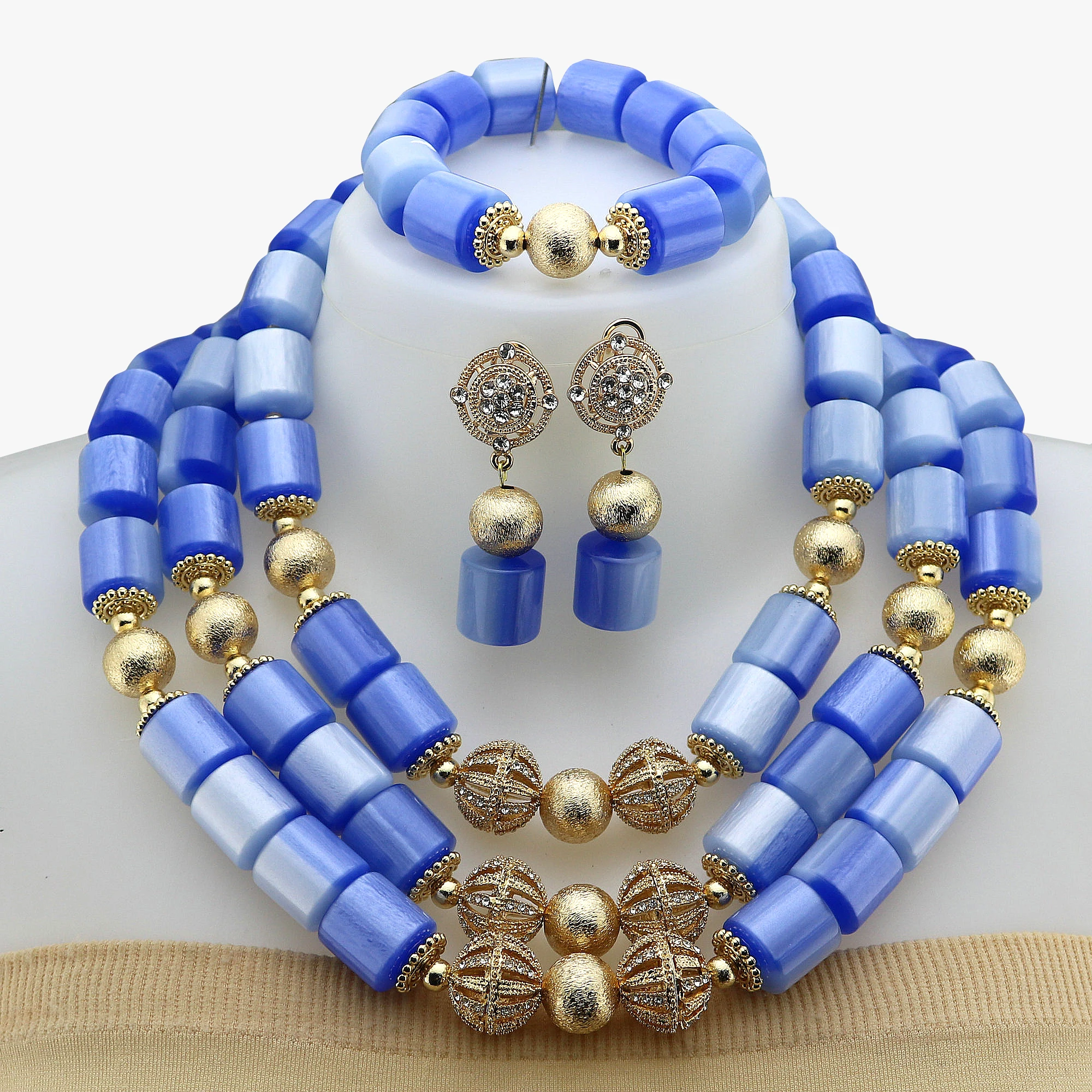 

2024 New Resin Necklace Jewelry Sets Luxury African Nigerian French Bridal Party Wedding Beads Resin Necklace Jewelry sets
