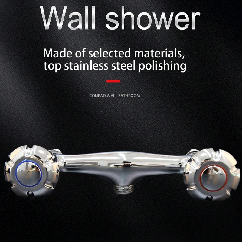 

Silver stainless steel shower faucet, copper core manufacturing, universal home interface, four-point interface
