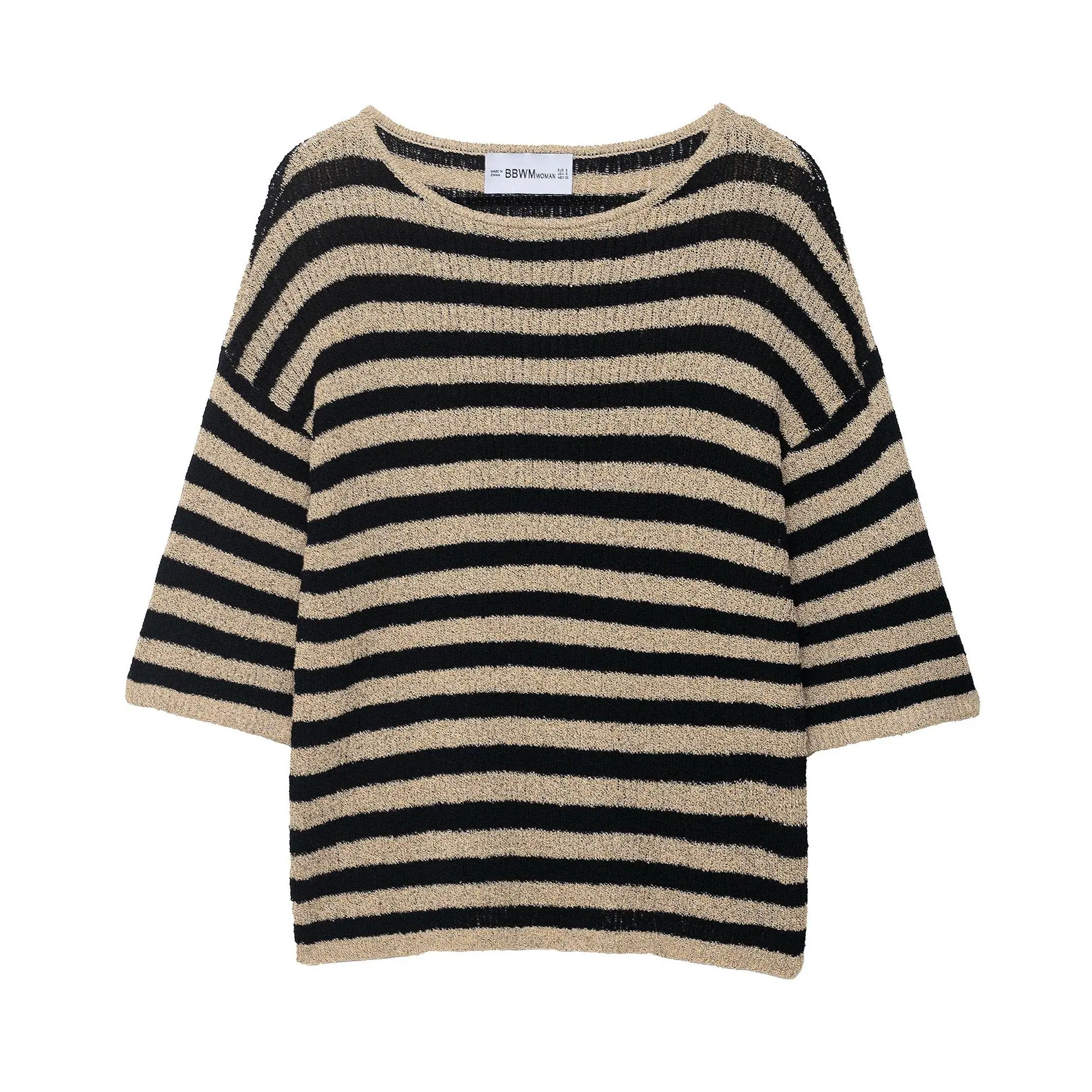 

Women's Loose Long Sve Layered Cutout Knitted Top New Arrival Autumn 2025 Faion European Sle Striped Pattern