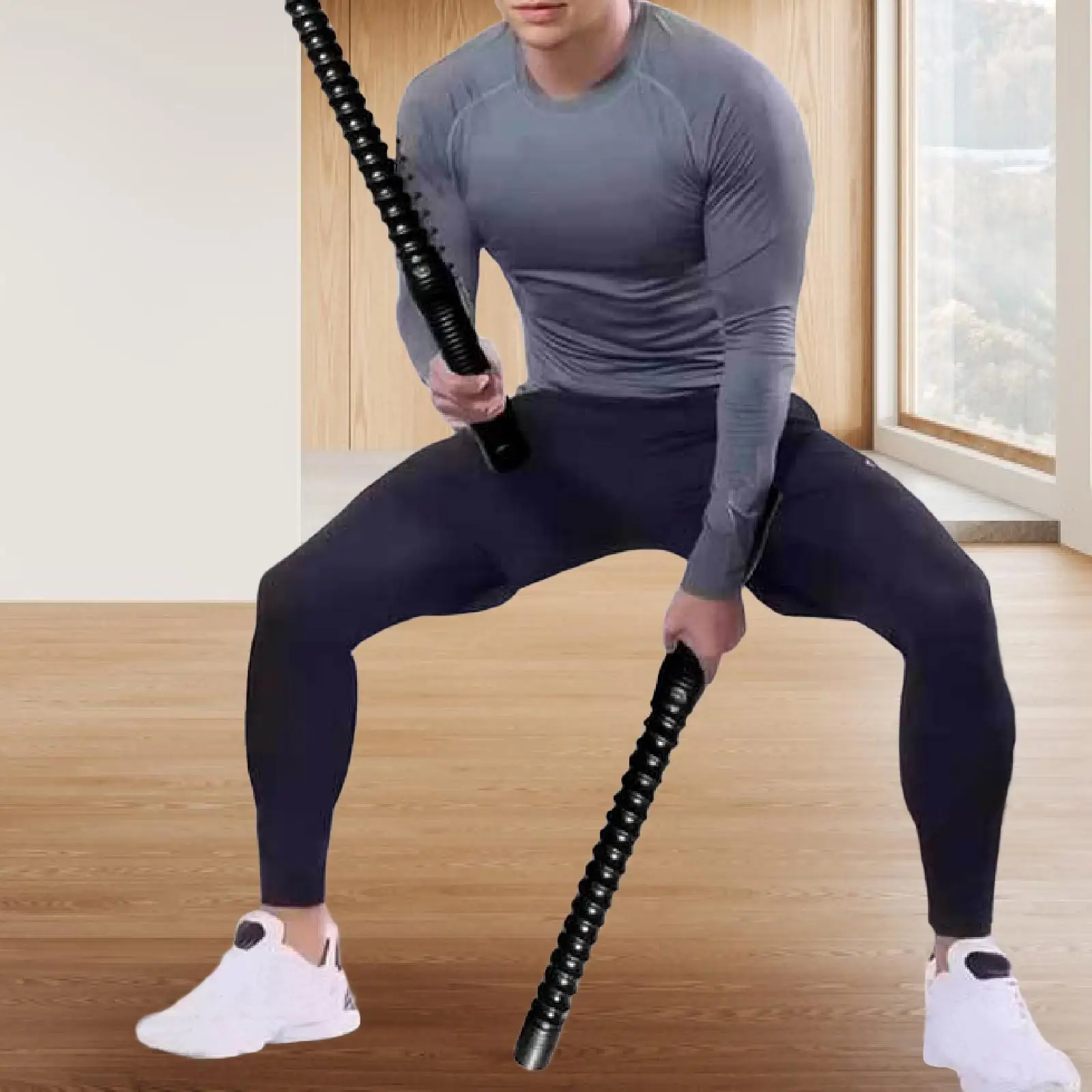 2 Pieces Fitness Bar Sticks Home Gym Portable Nonslip Handle Sturdy Practical Equipment for Men Women Spring Sticks 20 inch