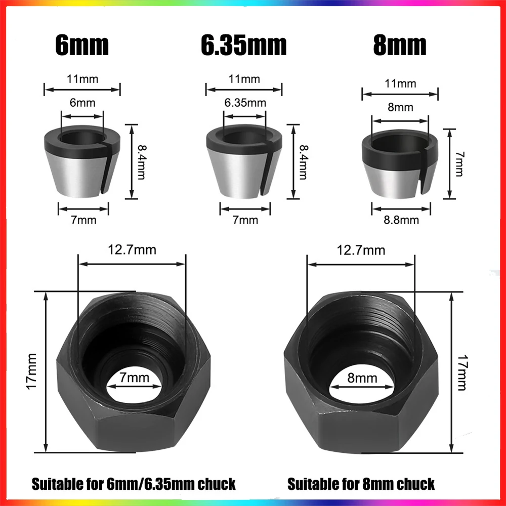 Acessórios de Fresa Elétrica Adaptador de Pinça Pinças Chuck Gravura Máquina de Corte mm 635 mm mm Pcs