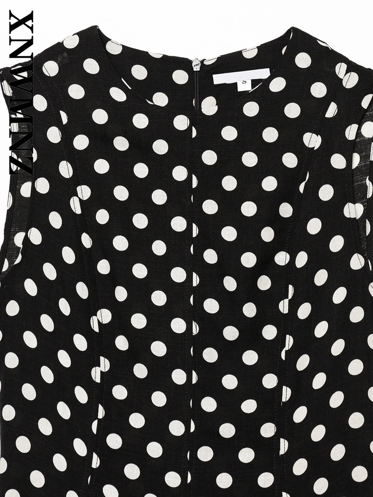 XNWMNZ 2025, Sommer Neue Frau Urlaub Boho Ärmellose O-Kragen Midi Kleider Chic Party Frauen Kleidung Schwarz Mode Kleid Reißverschluss