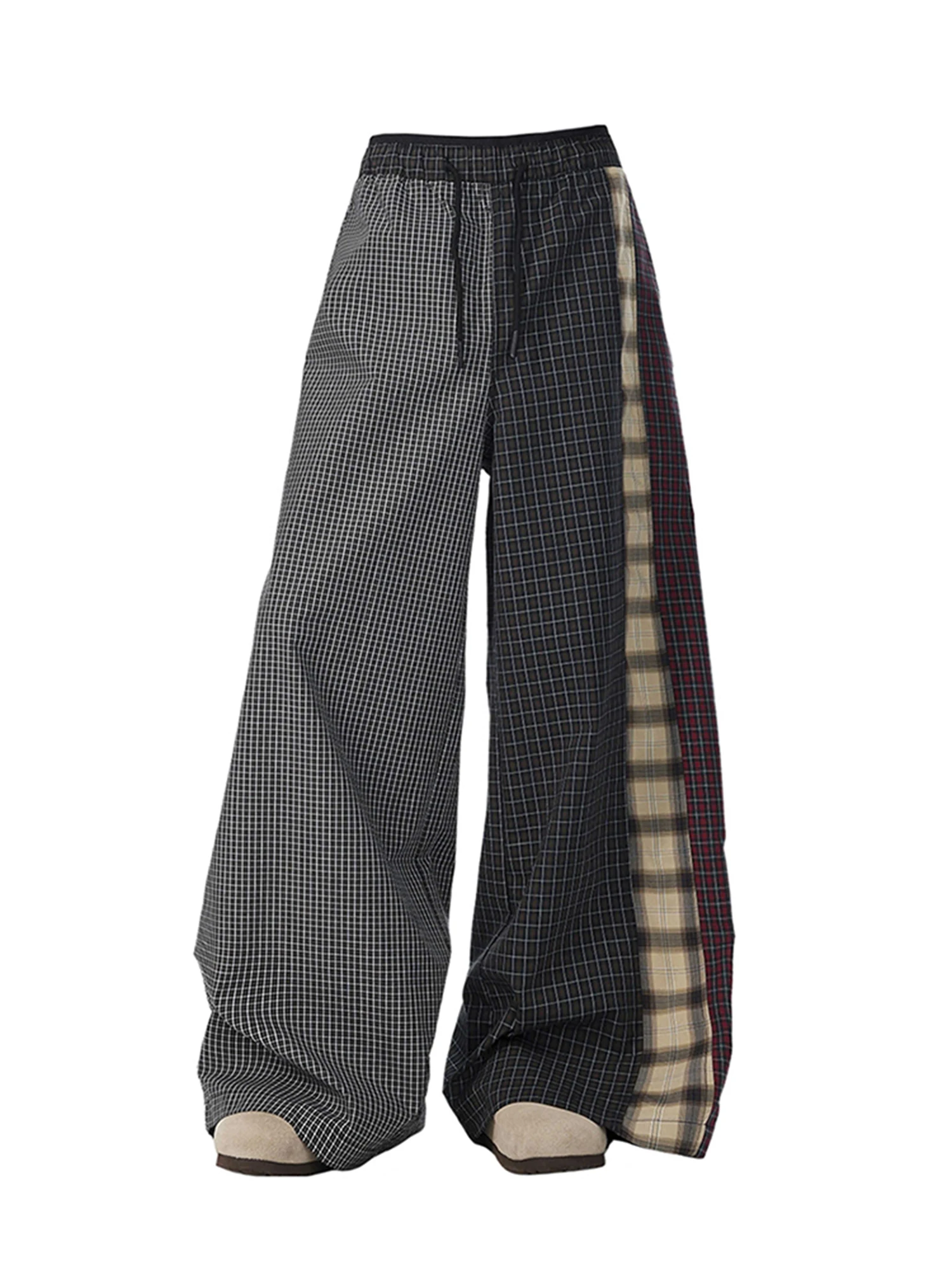 Pantalon de survêtement Baggy à carreaux pour femmes, surdimensionné, jambes larges, Harajuku, Style japonais des années 2000, Vintage, Y2k, décontracté, 2025