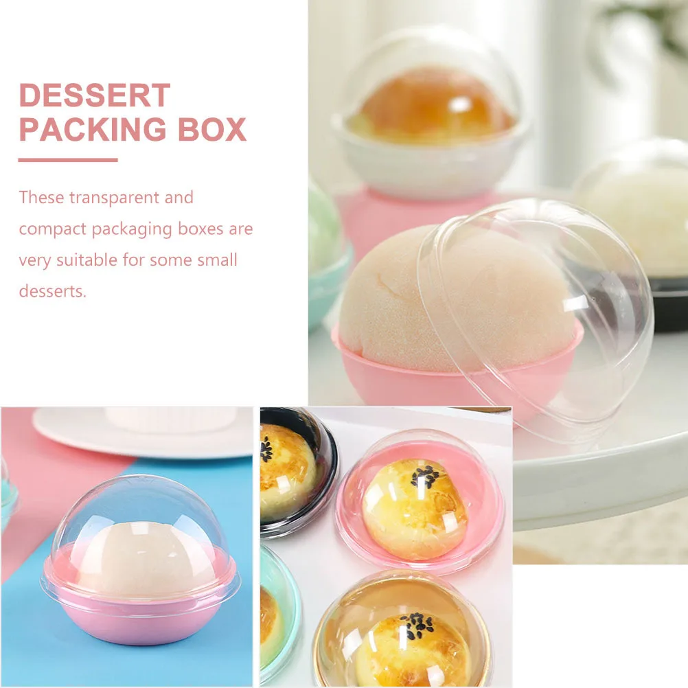 

100Pcs Dessert Packing Boxes with Transparent Covers Moon Cake Display Holders for Cupcakes Egg Yolk Pastries Small Dome