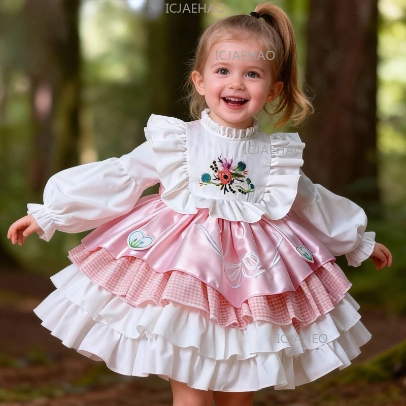 2026 New Girls Lolita Princess Dress Embroidered Gown Children Party Pageant Formal Attire Birthday Elegant Celebration Outfit