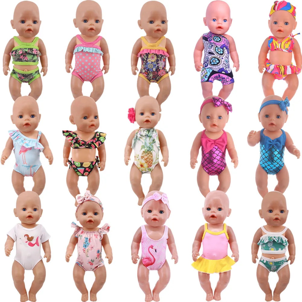 متعددة نمط دمية ملابس السباحة لطيف شاطئ البحر الزي ل 43 سنتيمتر ولد الطفل دمية و 18 بوصة الأمريكية إكسسوارات دمي ، هدايا فتاة جيلنا