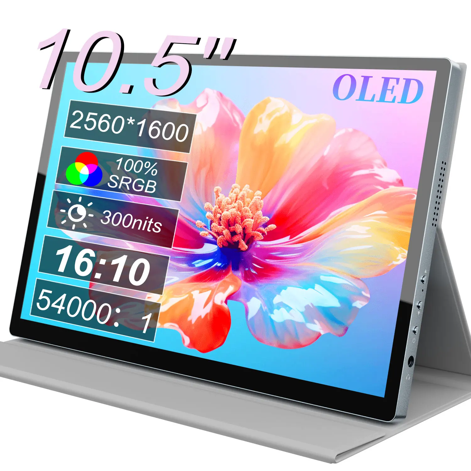 

10.5 Inch 2K OLED Portable Monitor 2560x1600 Touch Screen IPS‑Level Display HDMI Type‑C External Second Screen for Laptop Phon