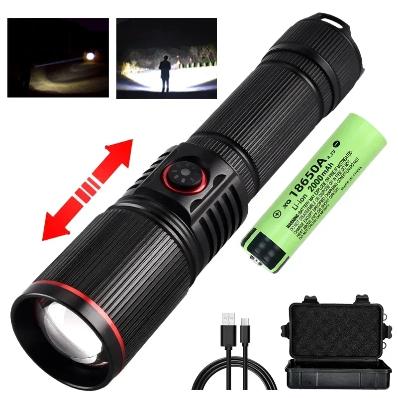 NEWBIRTH 30 W hohe helle LED-Taschenlampe, hohe Leistung, Typ C, wiederaufladbare Zoom-Taschenlampe, Camping, Outdoor, Jagd, Angeln, Wandern, Beleuchtungslampe 6